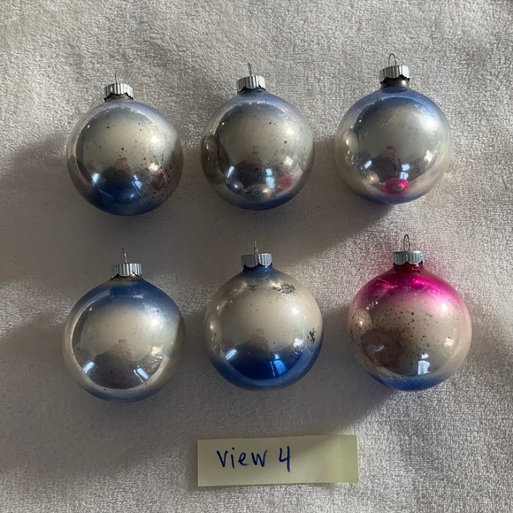 Vintage Shiny Brite Ombré Christmas ornaments Gold Silver Blue - Picture 5 of 16
